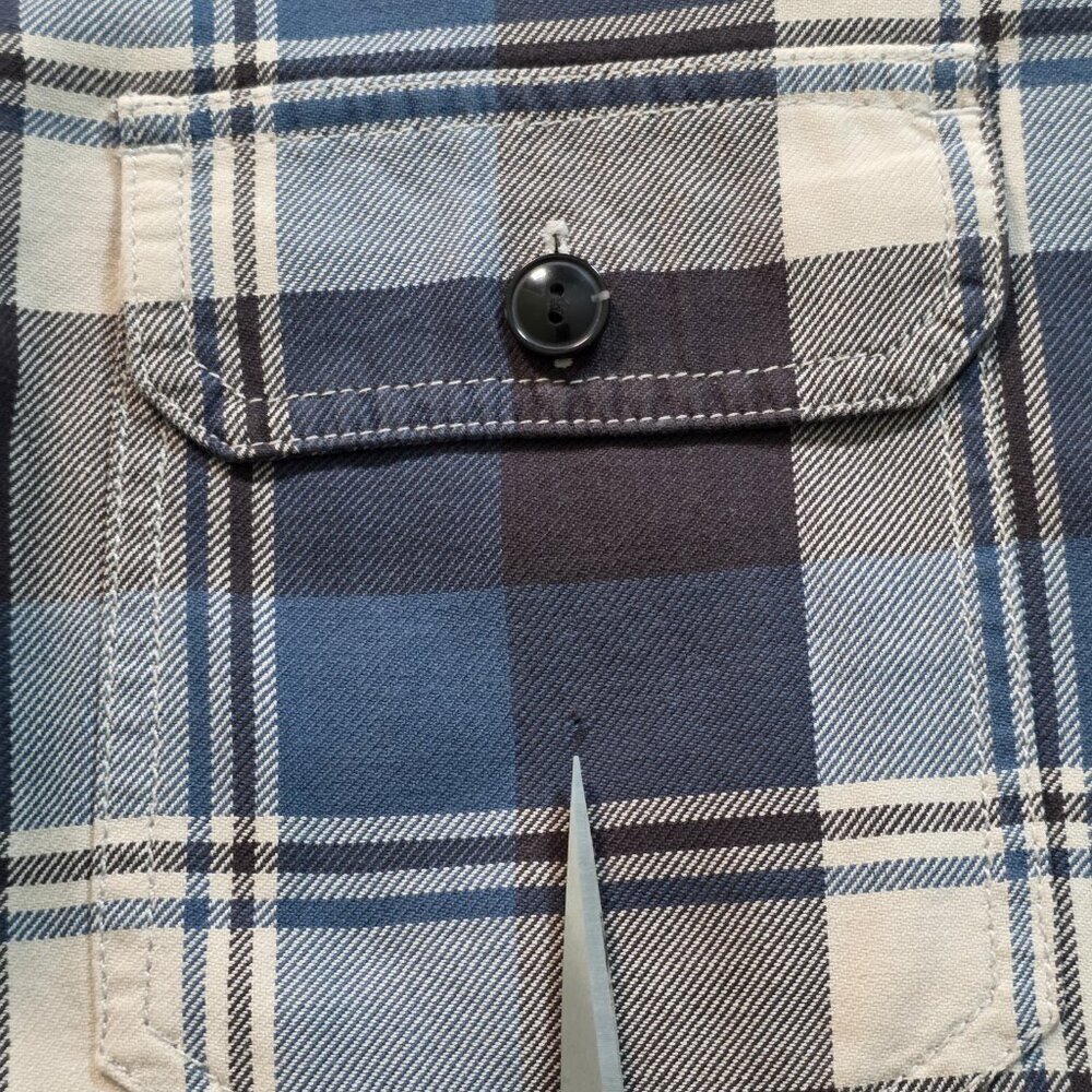 J Crew Workwear Plaid Shacket Men M Blue White Sherpa Lined Cotton Cabin Outdoor - Picture 11 of 16
